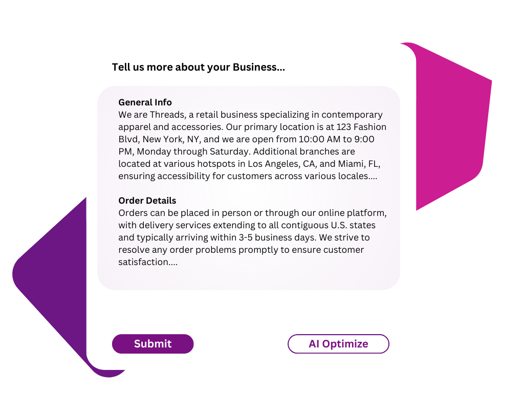 Adding in business context into Phonely's interactive dashboard. Text and graphics